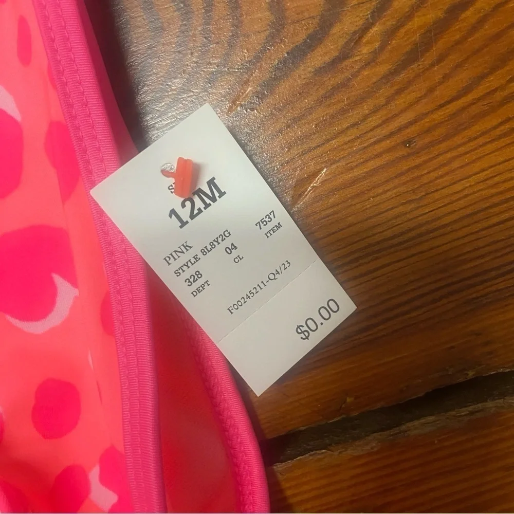 Cat & Jack Girls' One Shoulder Ruffle Bikini Set Size 12M Pink Hearts Swimsuit